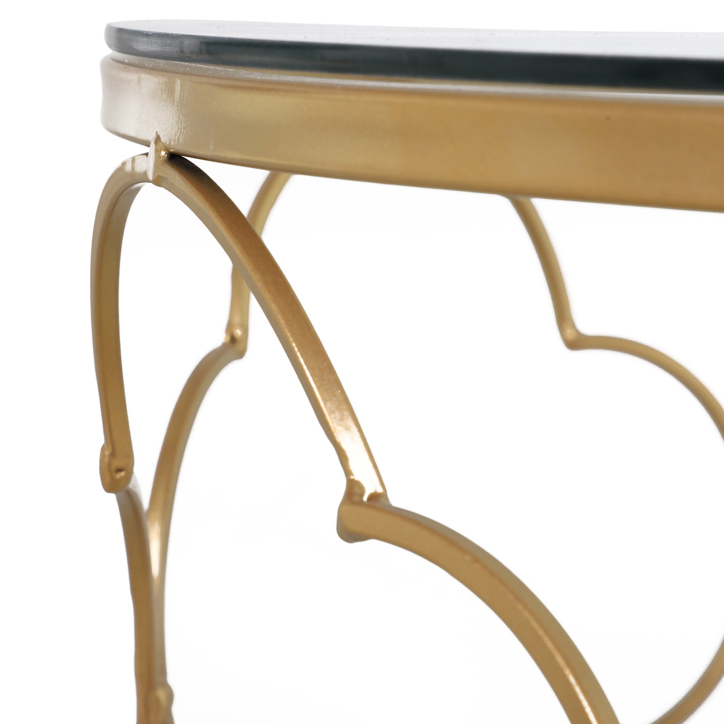 Nesting Tables Set of 2, Side End Table with Glass Top, Gold Tone