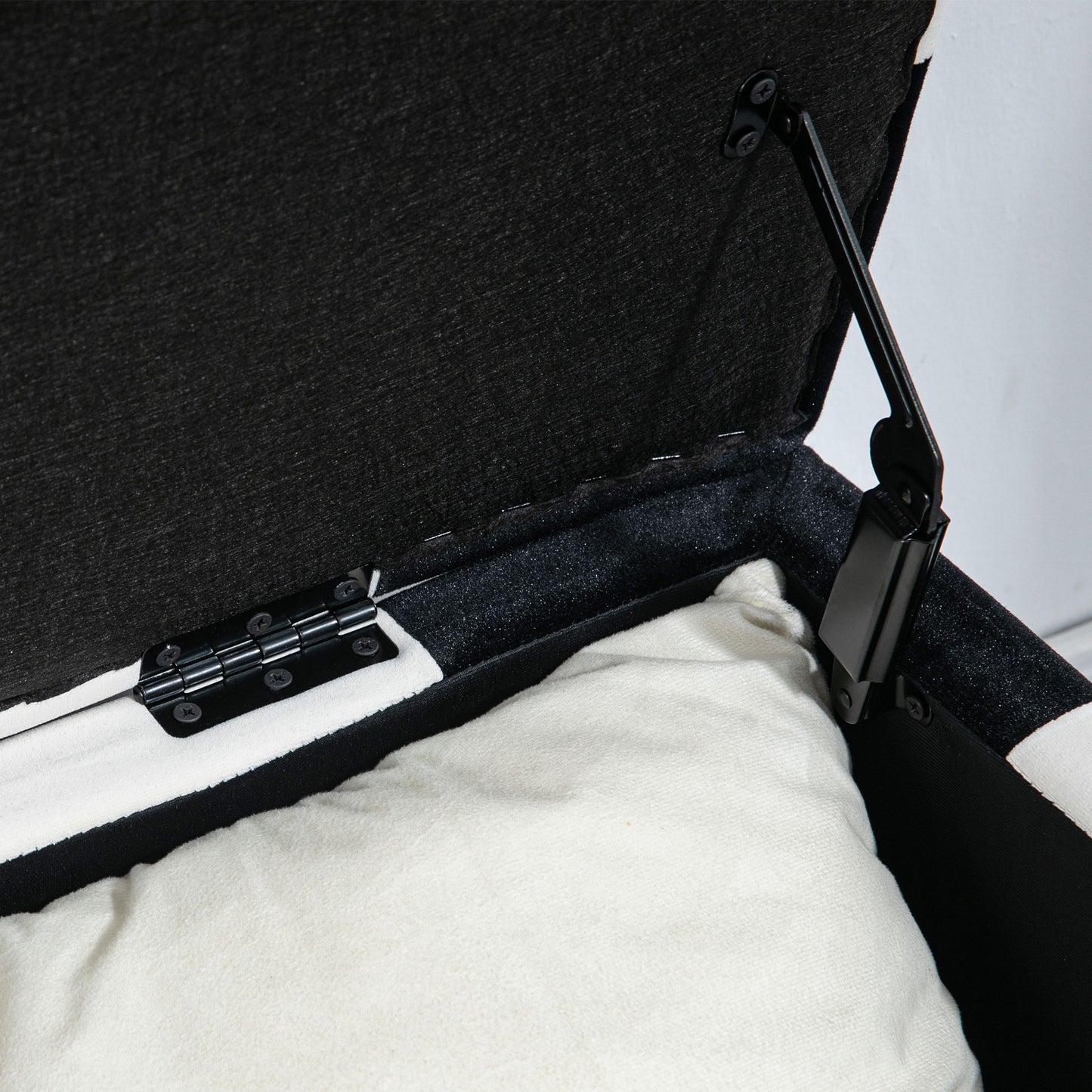 Velvet Storage Ottoman, Button-tufted Footstool Box, Toy Chest with Lid for Living Room, Bedroom, White and Black