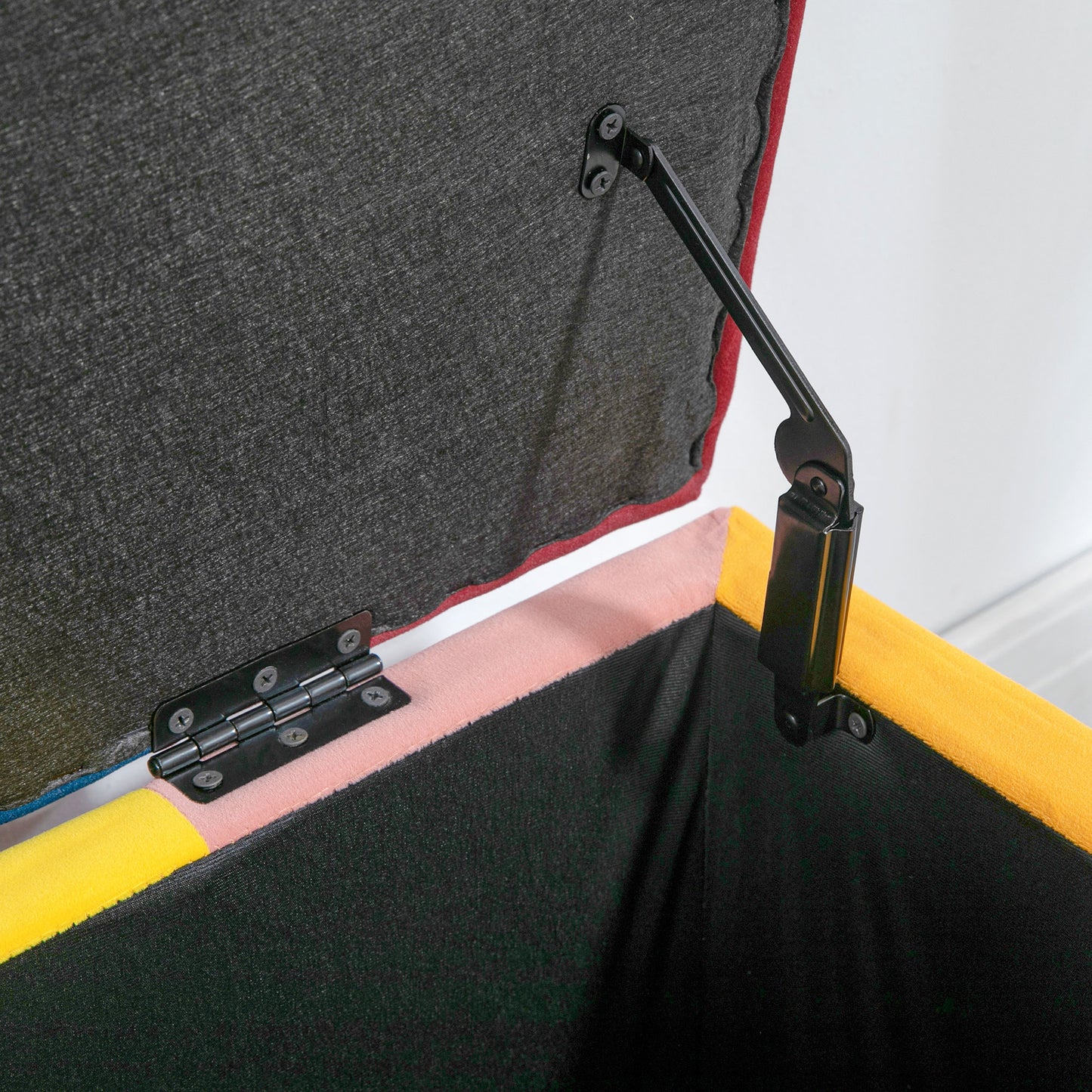 Velvet Storage Ottoman, Button-tufted Footstool Box, Toy Chest with Lid for Living Room, Bedroom, Multicoloured