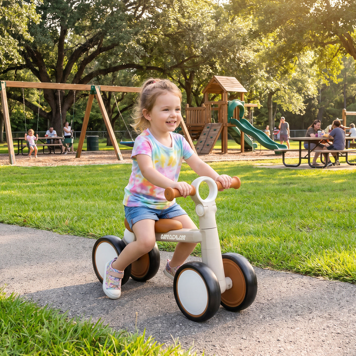 Balance Bike Lightweight and Adjustable for 1-2 Years, Cream White