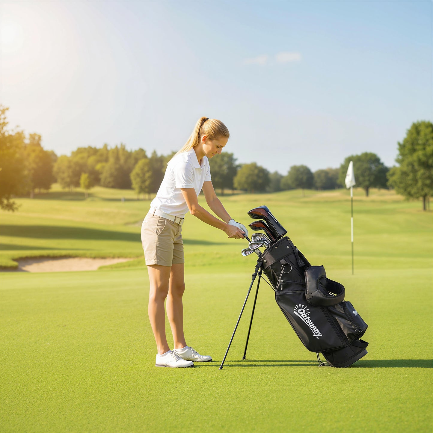 Golf Stand Bag 6 Way Full-Length Dividers, Waterproof Golf Bag Grey