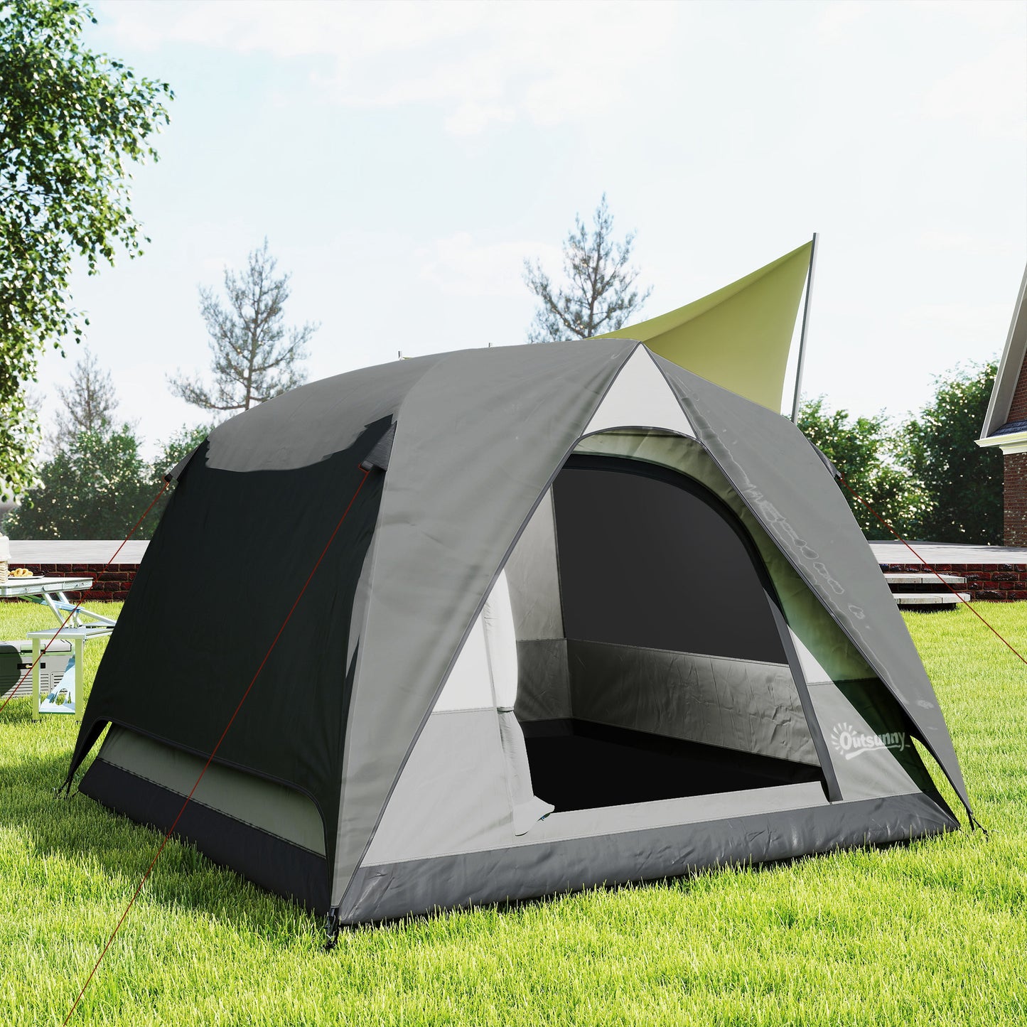 3-4 Person Camping Tent, Waterproof Tent, Dark Grey