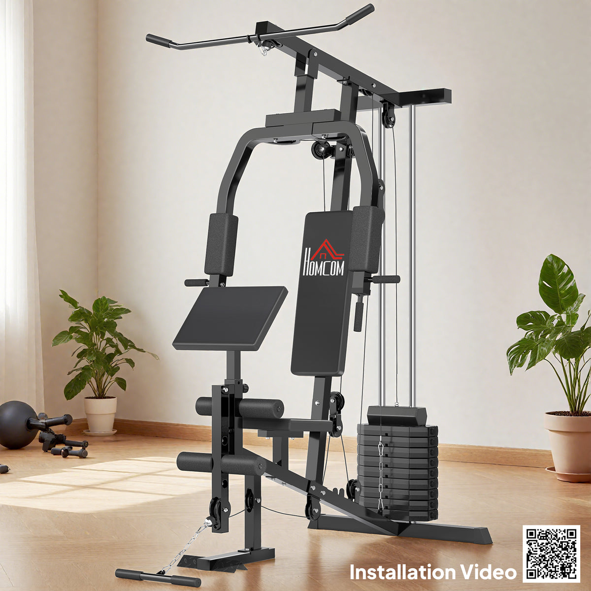 Multi Gym with 45kg Weight Stack, Chest Press and Leg Developer - Black