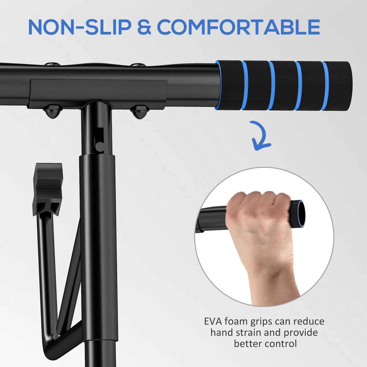 Folding Doorway Pull-Up Bar with Resistance Band for 70-90cm Frames - Blue & Black