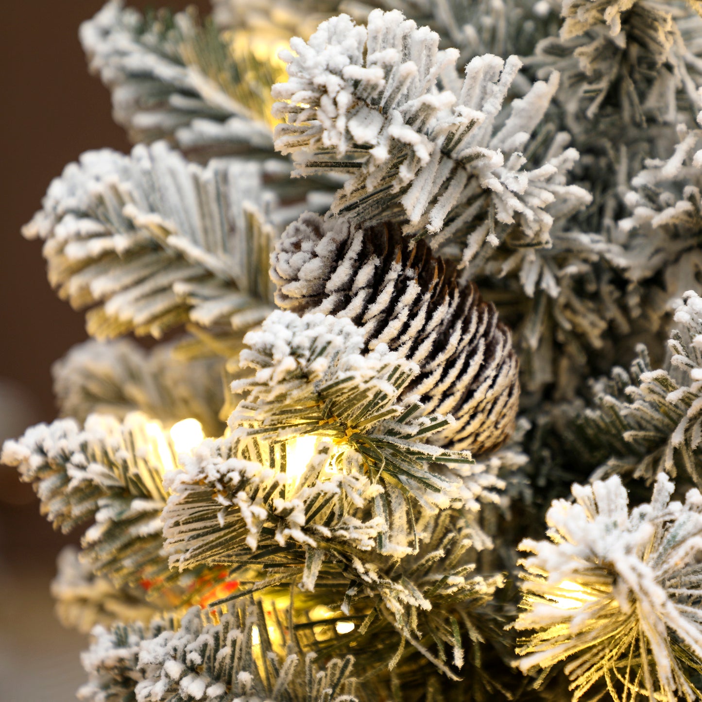 60 cm Prelit Small Christmas Tree, Snow Flocked Tabletop Xmas Tree