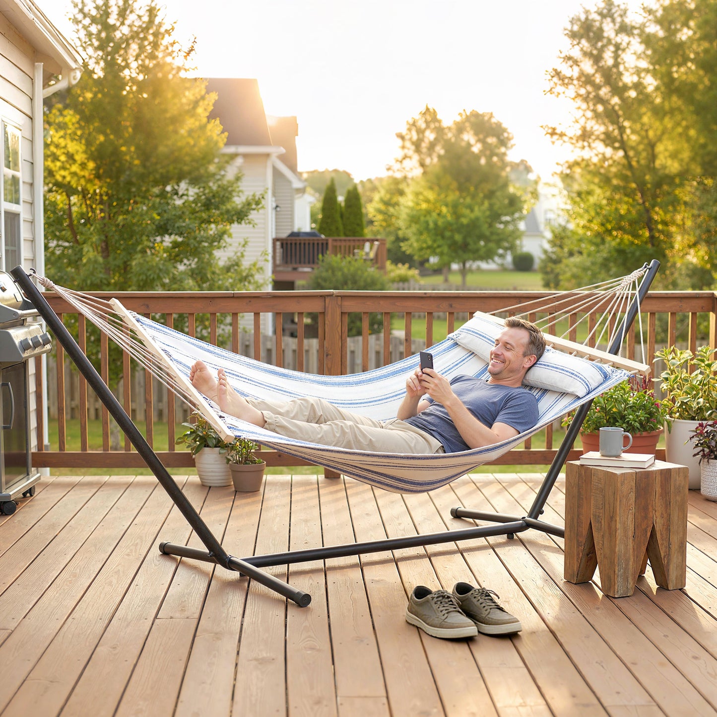 Cotton Hammock, Soft Portable Swing Chair w/ Headrest