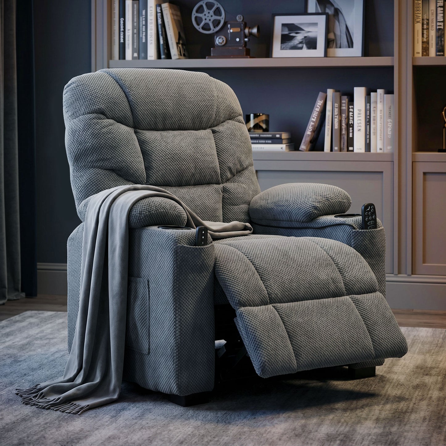 Electric Massage Recliner Chair with Heat, Reclining Chair, Dark Grey