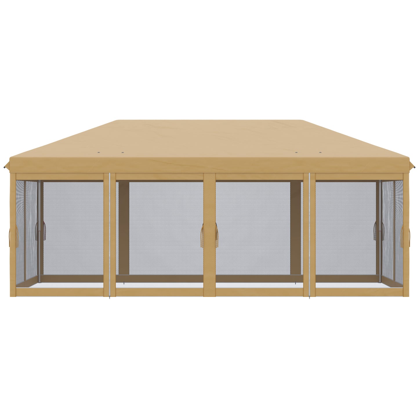 6 x 3(m) Pop Up Gazebo, Outdoor Canopy Shelter, Marquee Party Wedding Tent with 6 Mesh Walls and Carry Bag, Beige