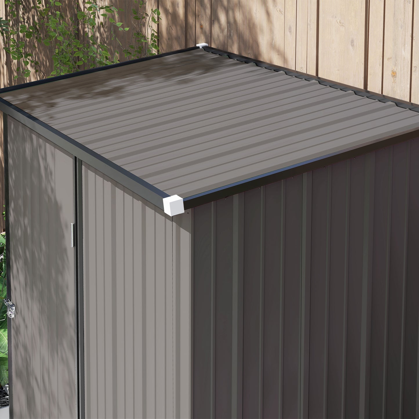 Outdoor Storage Shed w/ Lockable Door for Garden, Light Grey