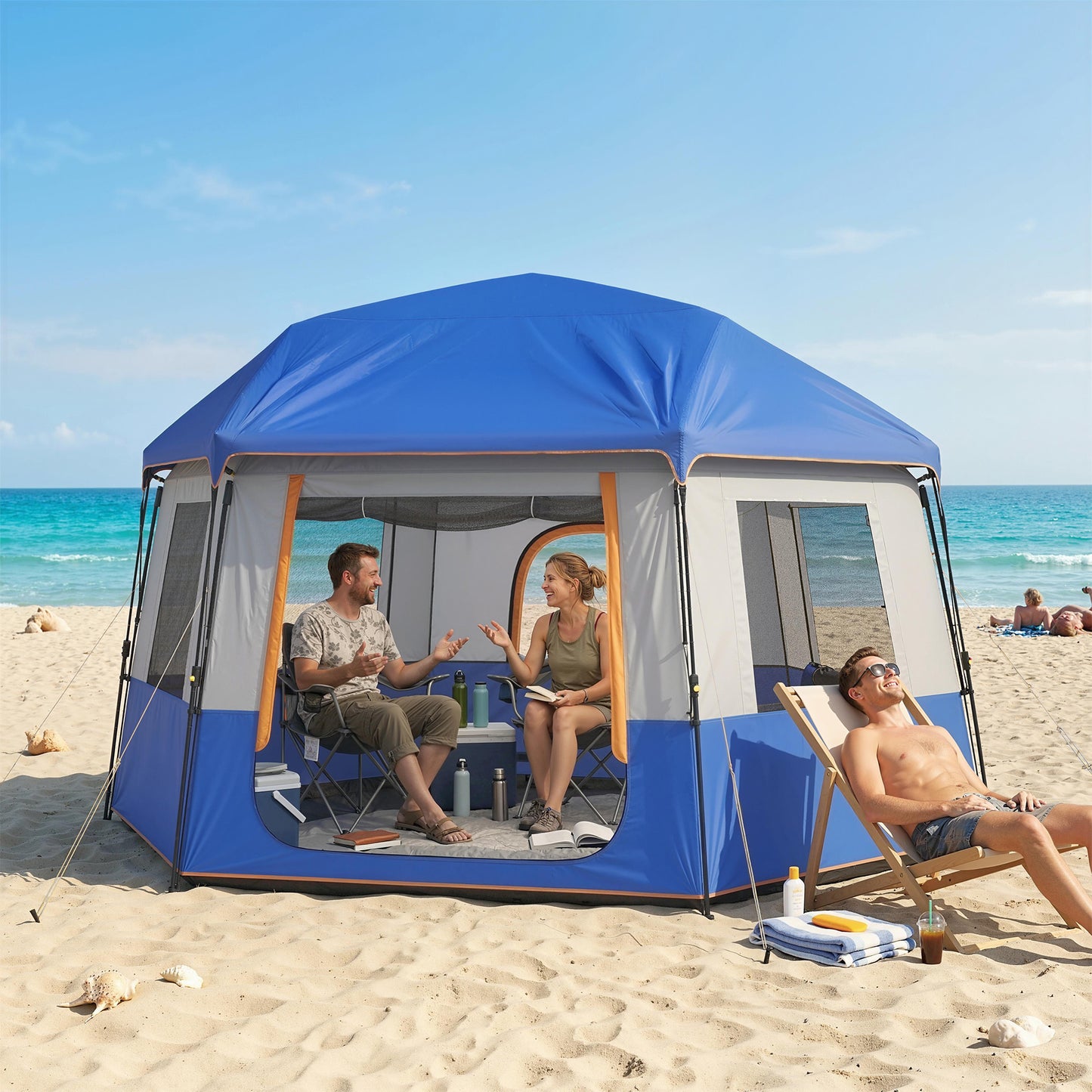 Camping Tent 3000mm Waterproof 4-6 Person Blue