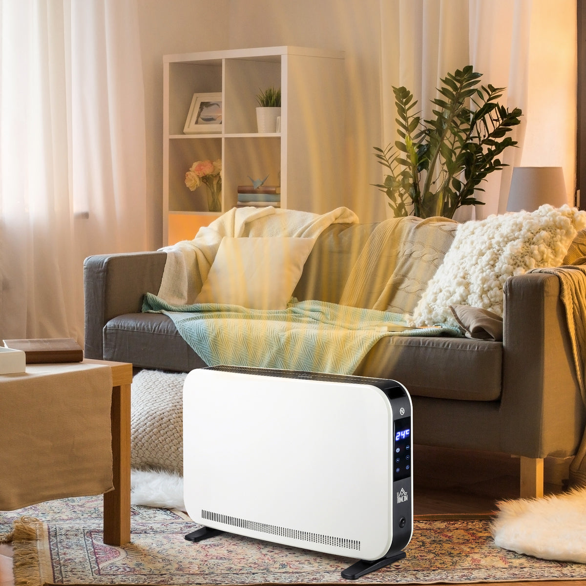 2180W Portable Convector Heater with 24-Hour Timer and Adjustable Thermostat - White
