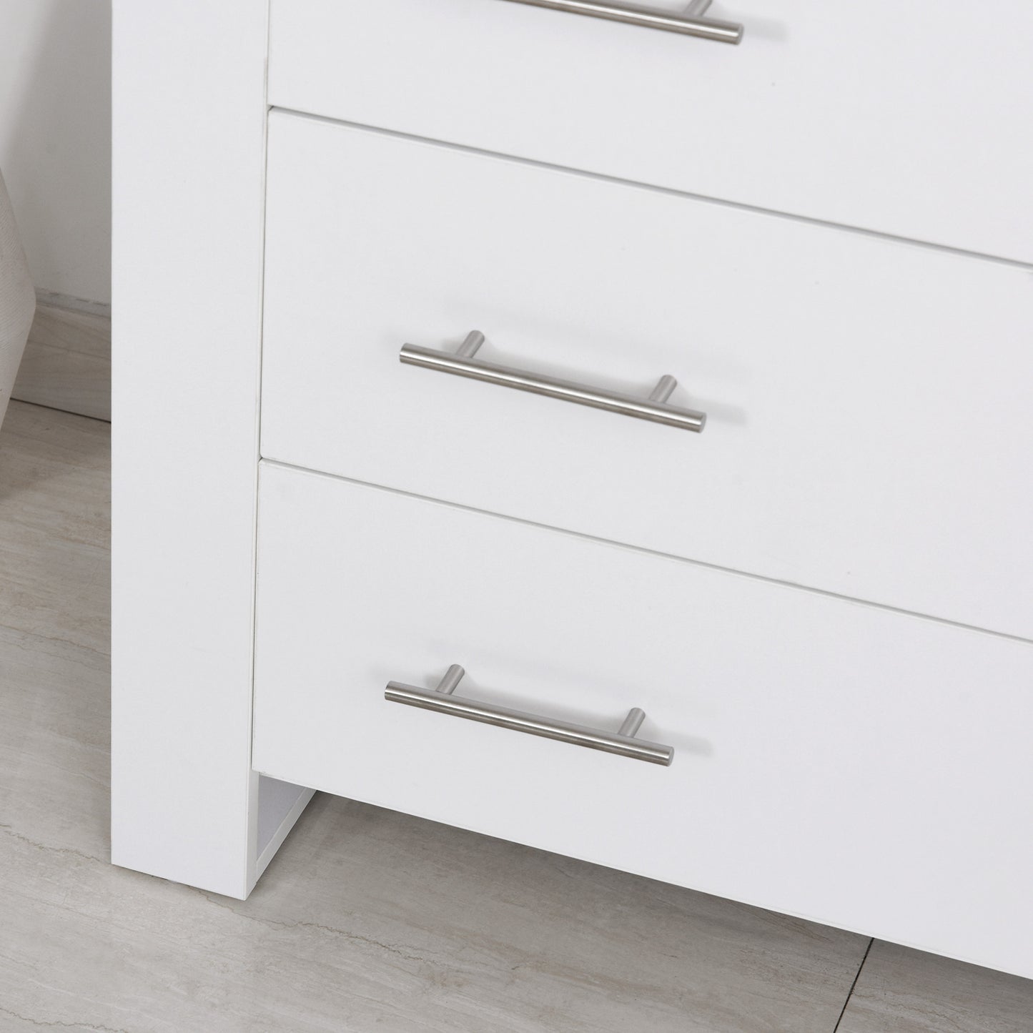 Chest Of 4 Drawers Home Storage Clothes Cabinet Metal Handles Base White
