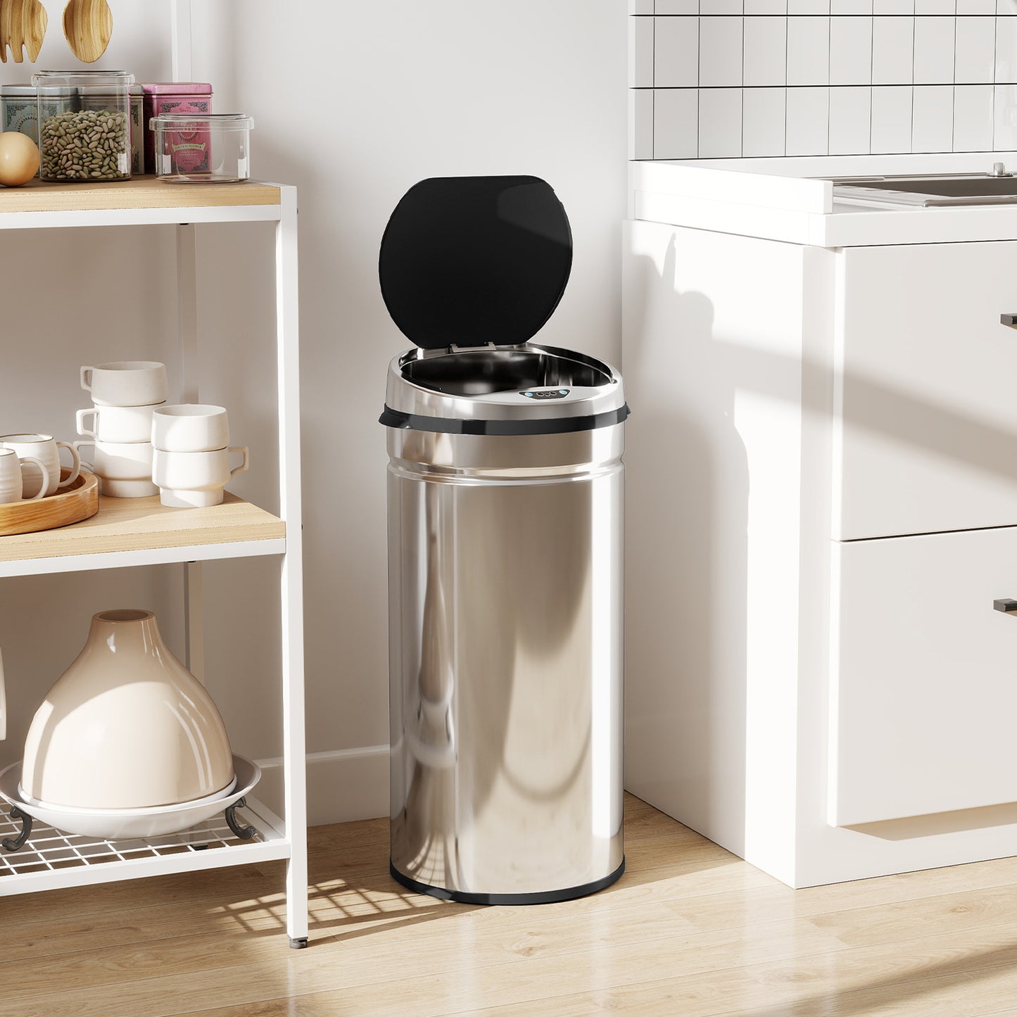 42L Sensor Bin, Stainless Steel Kitchen Bin with Automatic Close