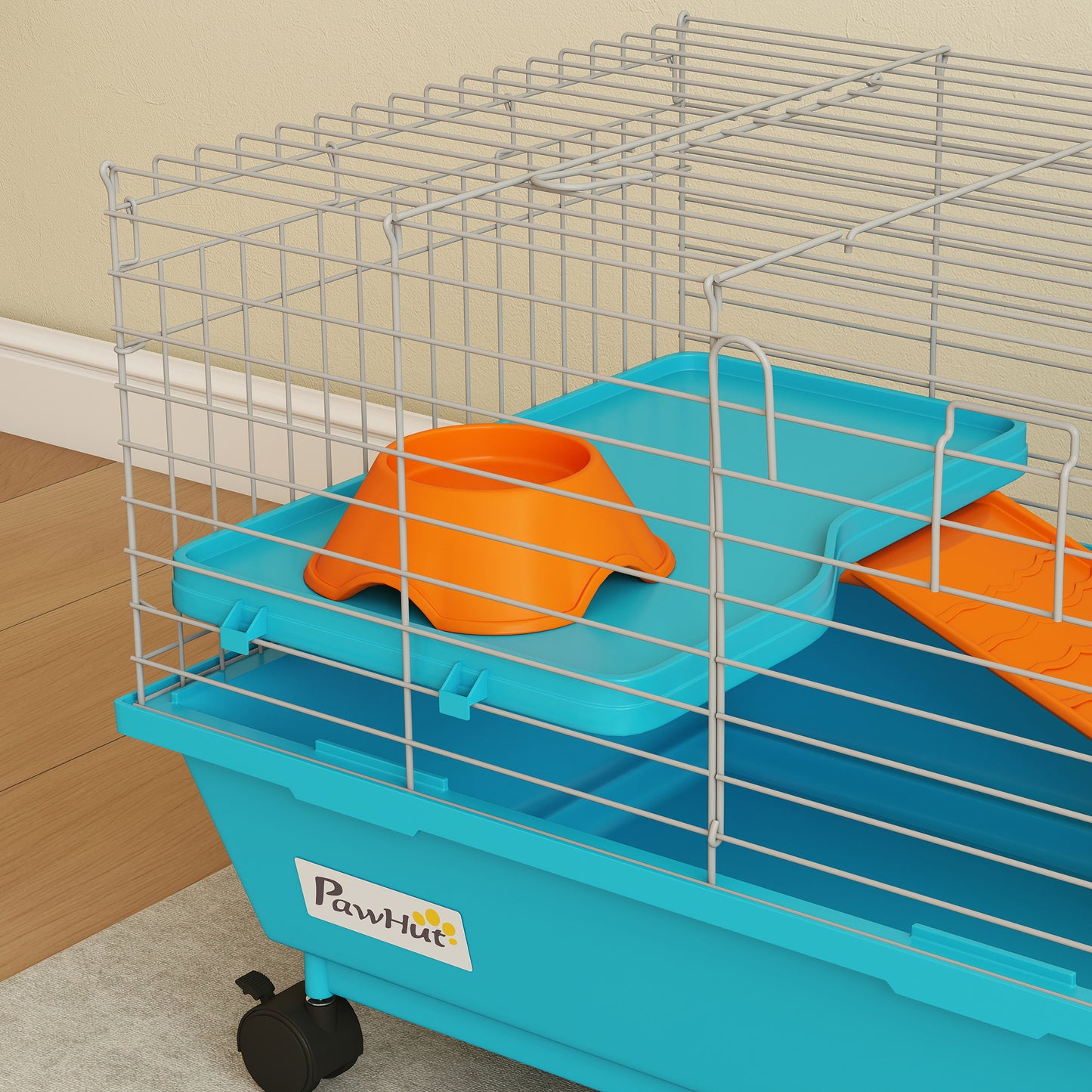 Small Animal Cage , Rabbit Cage with Wheels and Water Bottle