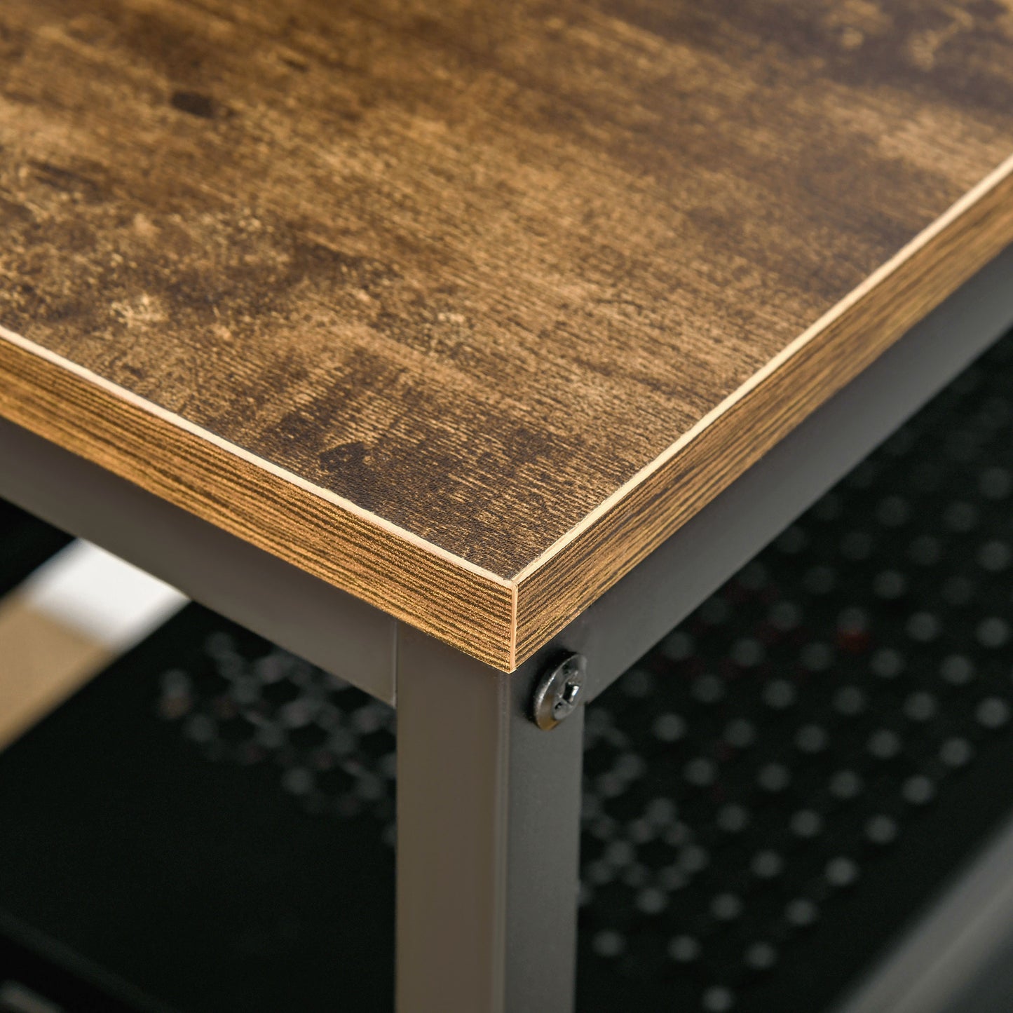 Home Office Computer Writing Desk Study Workstation w/ Storage, Brown