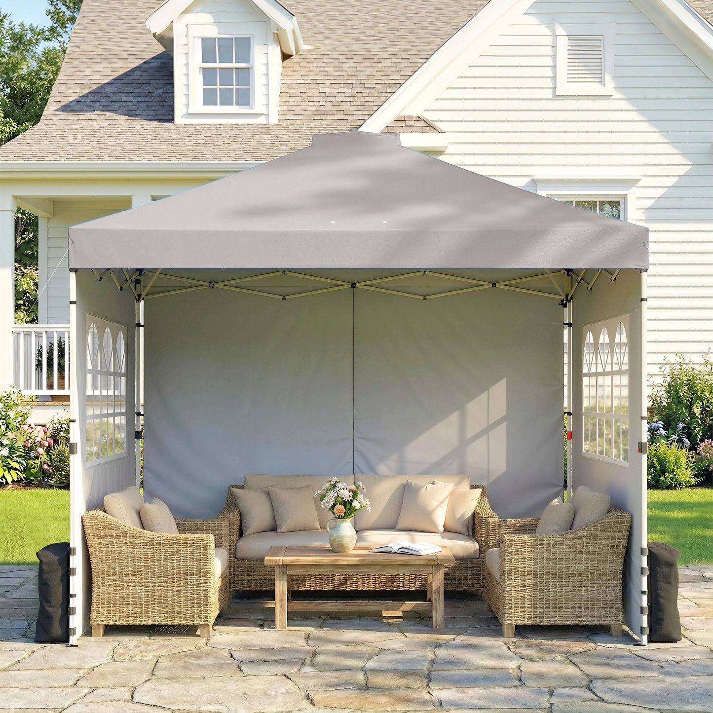 Pop Up Canopy Waterproof Height Adjustable 3 x 3 (m) Grey