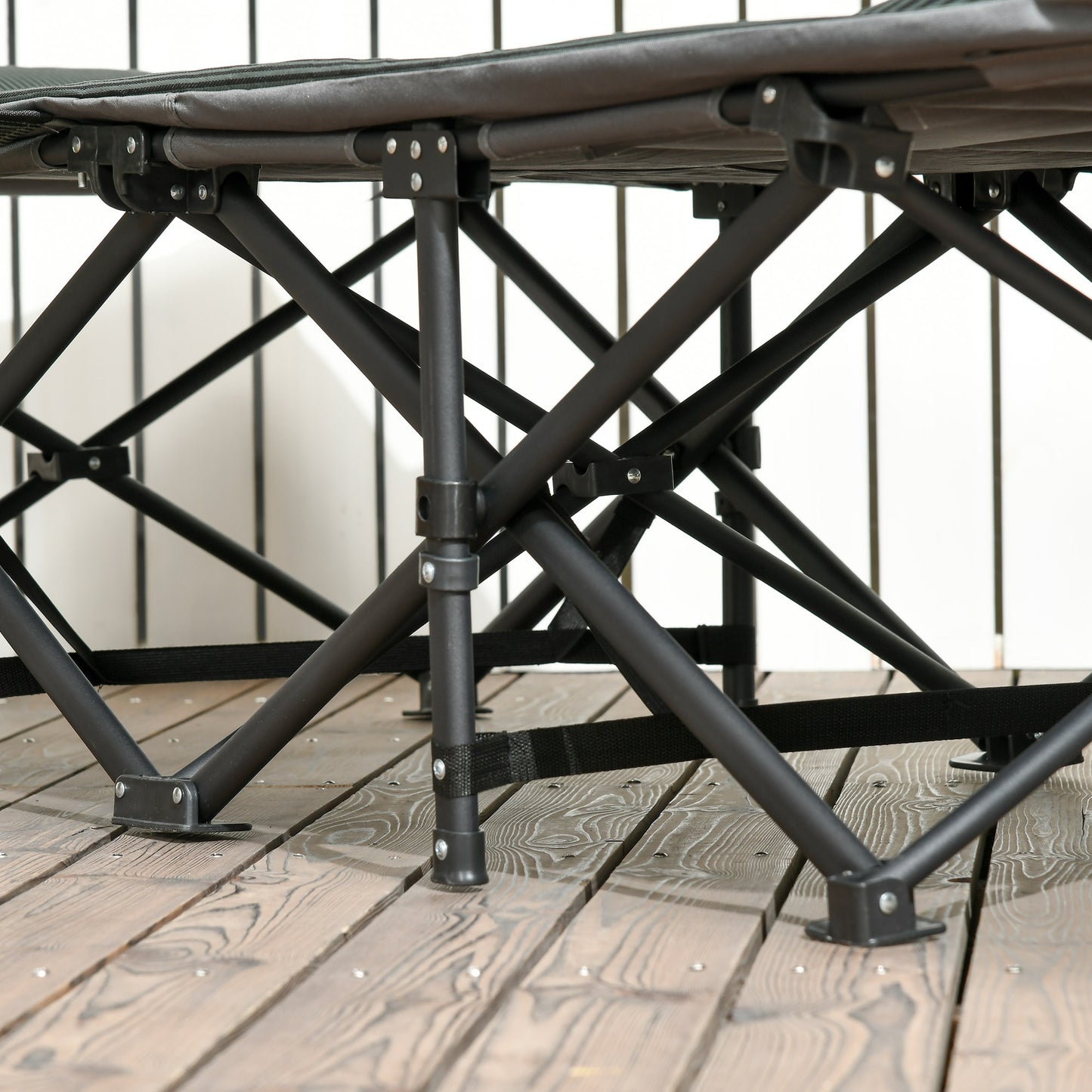 Camping Bed w/ Carry Bag, Magazine Bag & Cup Holder, Grey