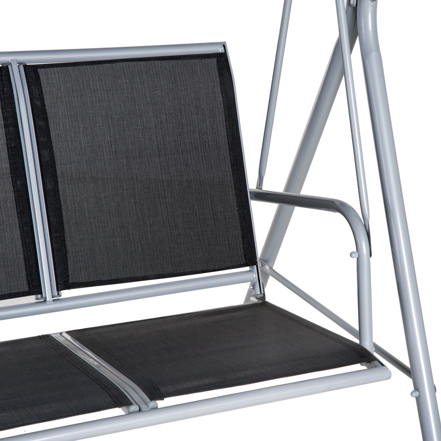 3 Seater Patio Swing Chair Garden Hammock Bench Rock Shelter Shade Metal Black