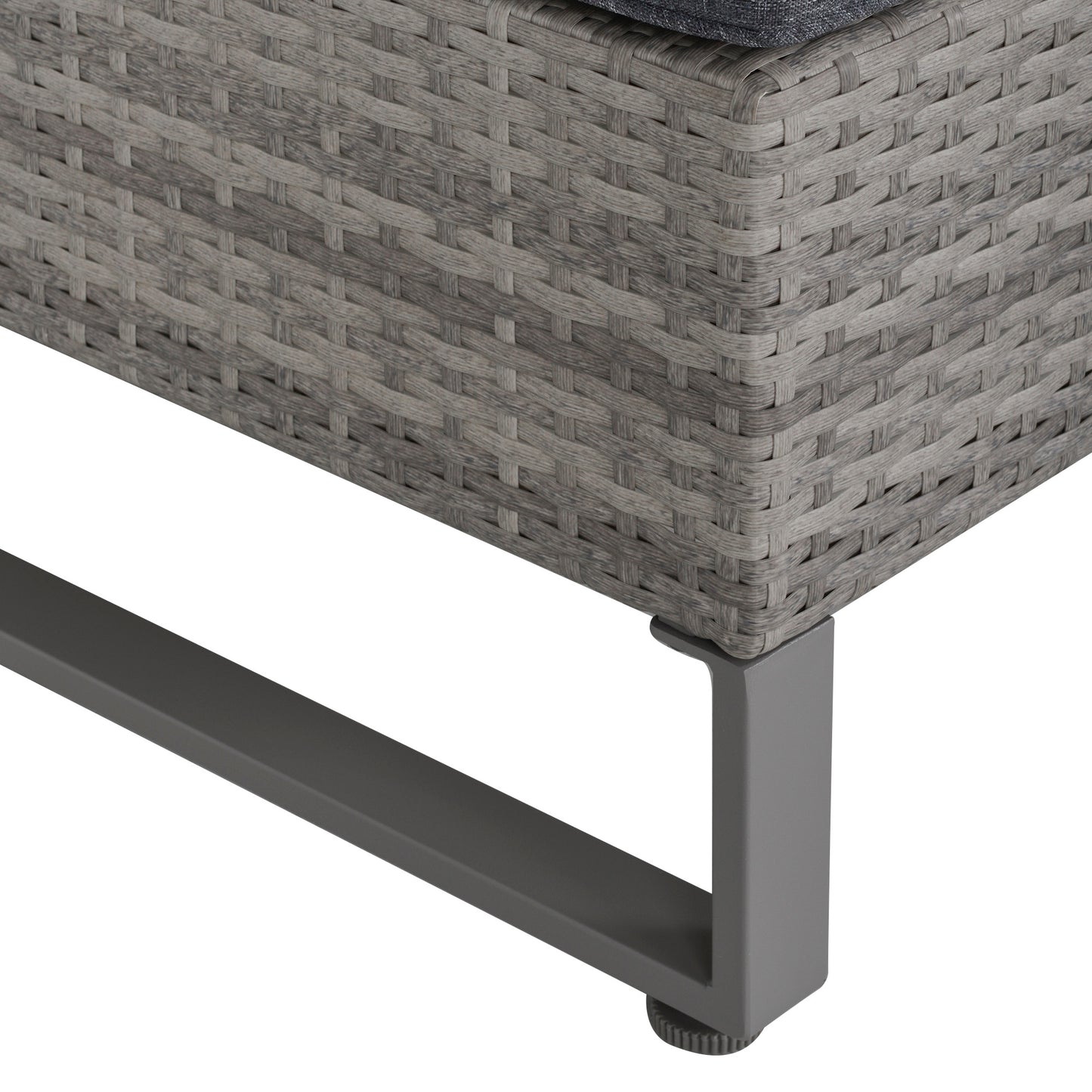Outsunny 4 PCs PE Rattan Wicker Set Outdoor Conservatory Furniture Lawn Patio Coffee Table w/ Side Storage Box & Cushion, Grey