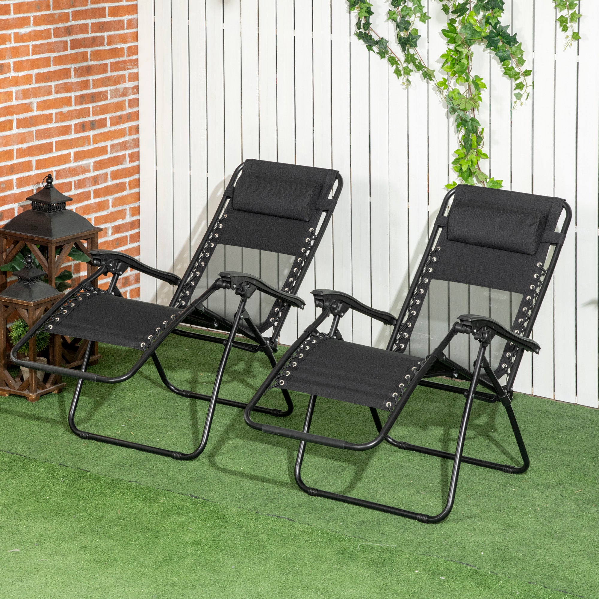 Outsunny Garden Recliner Chairs Set of 2, Outdoor Foldable Zero Gravit –  QuidsIn Superstore