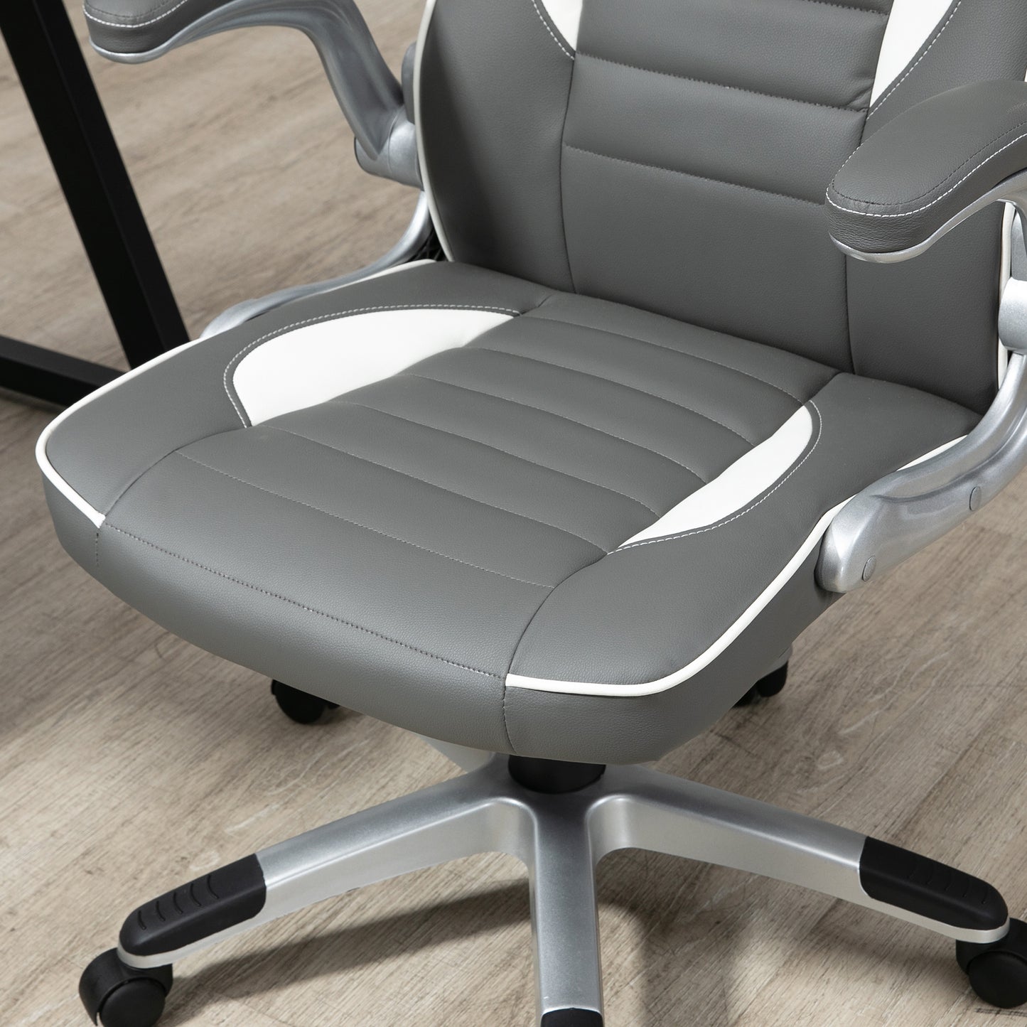 Office / Gaming Swivel Chair with 90° Flip-up Armrest, Adjustable Height and Rolling Wheels, Grey