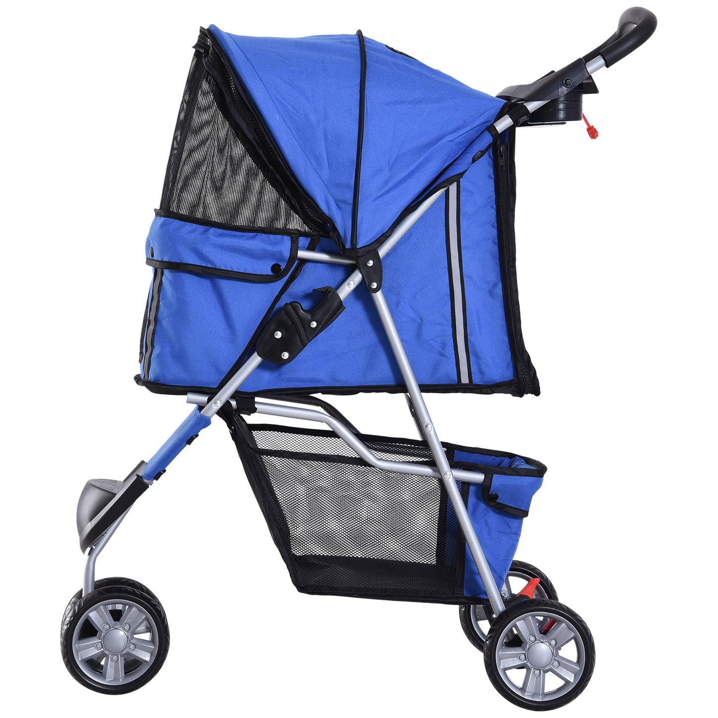 Pet Travel Stroller Cat Dog Pushchair Trolley Puppy Jogger Carrier Three Wheels for Small Miniature Dogs(Blue)