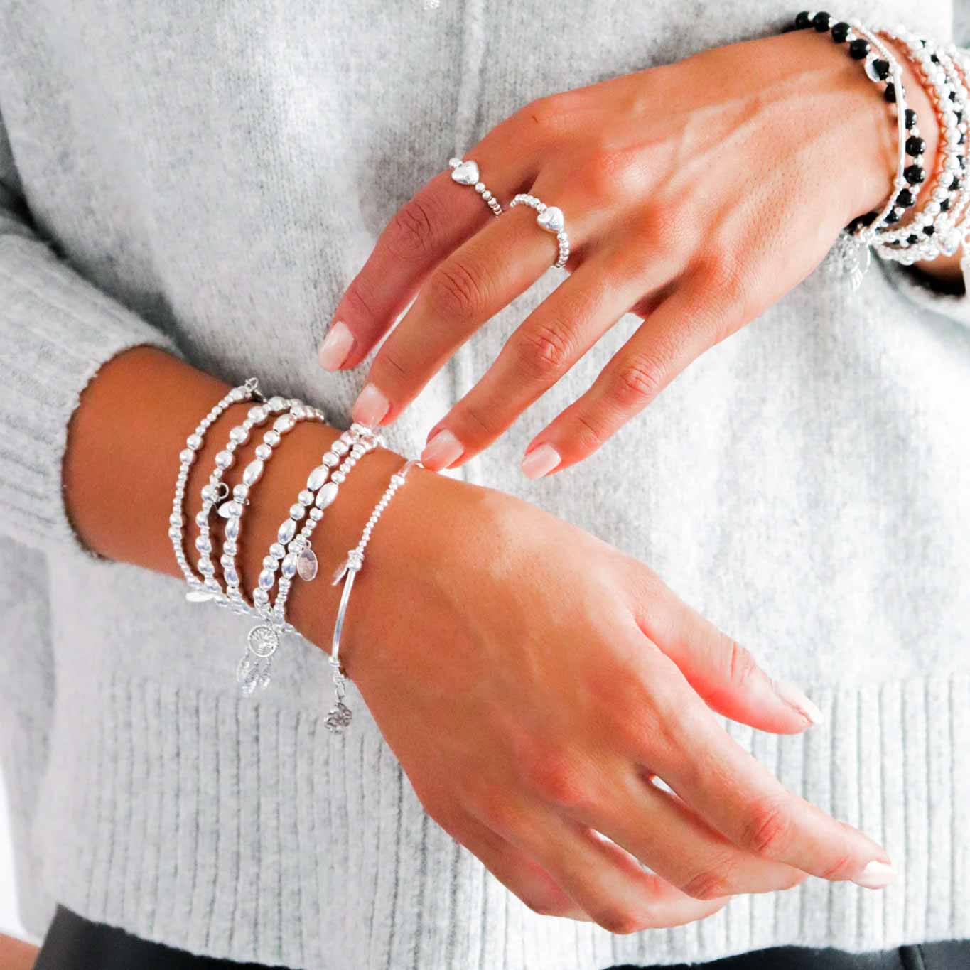 Lucky Protection Sterling Silver Stacking Bracelets - Set of 3