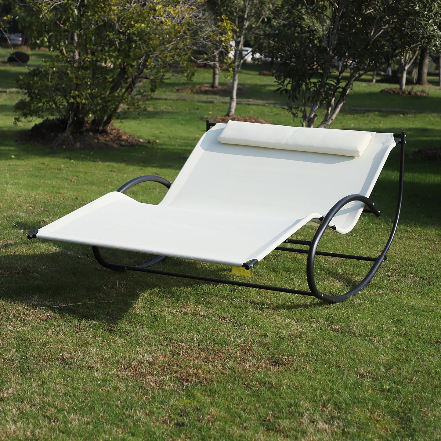 Texteline Double Lounger W/Pillow-Beige