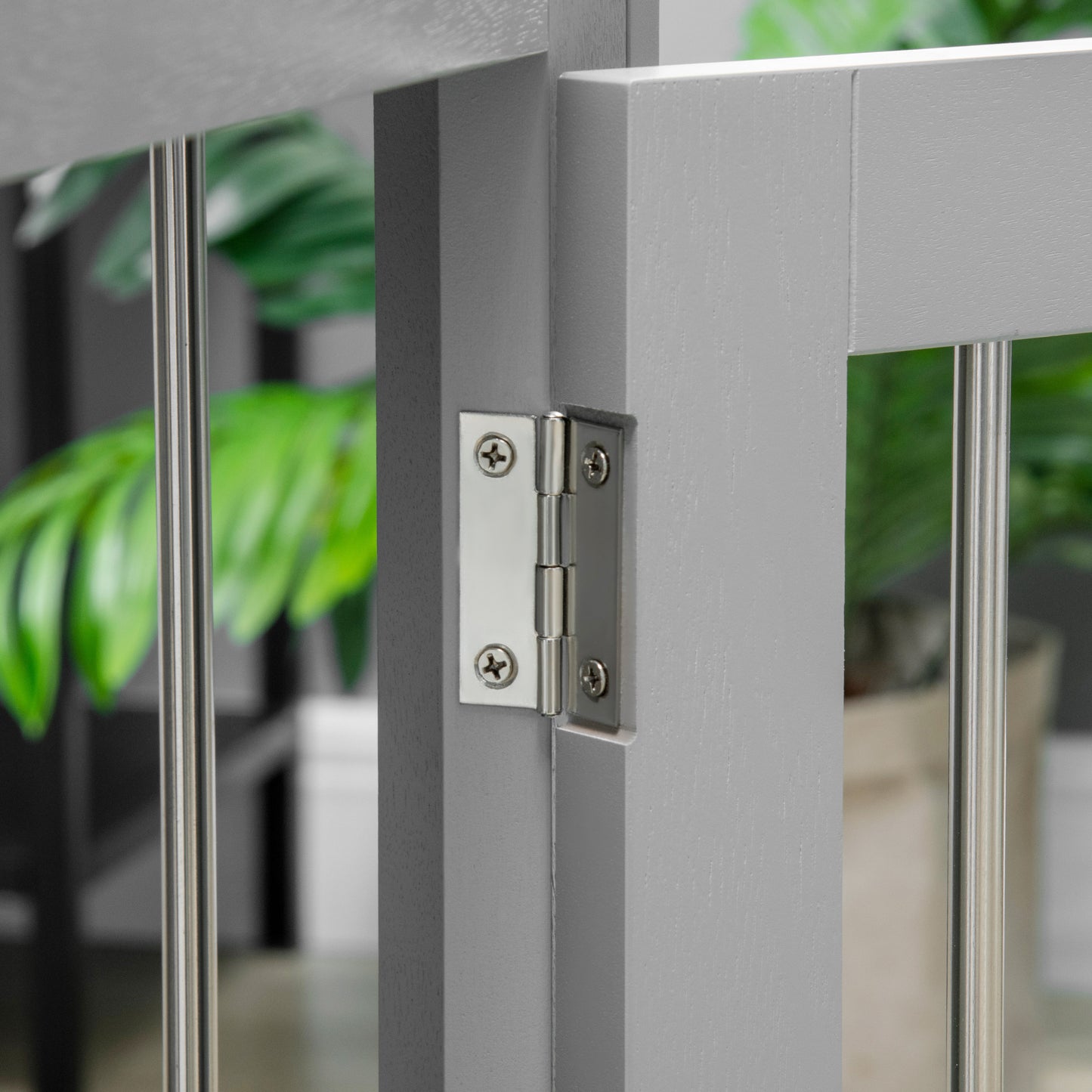 Dog Crate End Table w/ Three Doors, Furniture Style Dog Crate, for Medium Dogs, Indoor Use w/ Locks and Latches - Grey