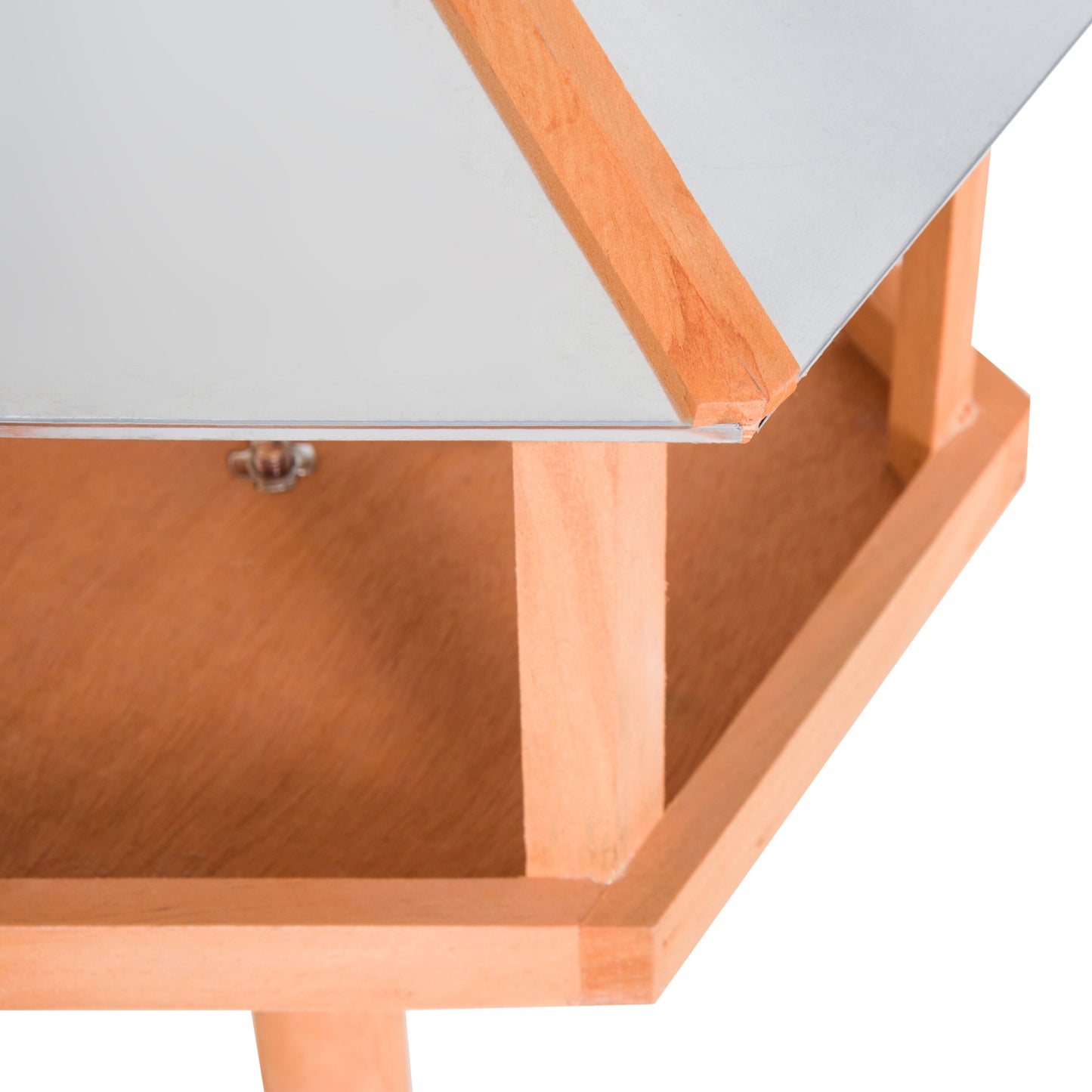 Wooden Bird Table Free Standing Feeder Garden Sheltered Feeding Station Parrot Stand Birdhouse _40x113cm