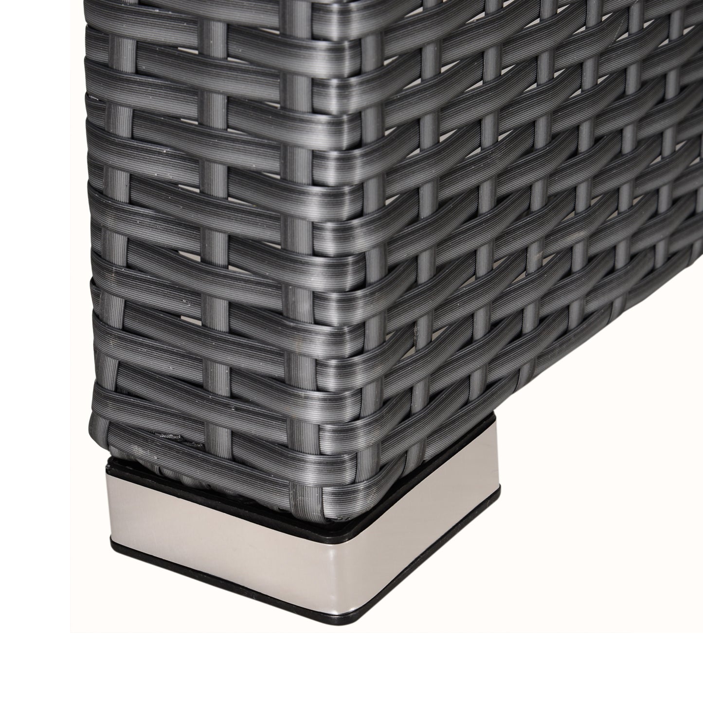 7 Seater Sofa & Coffee Table Footstool Set Outdoor Patio Wicker Weave Reclining Chair Space-saving - Light Grey