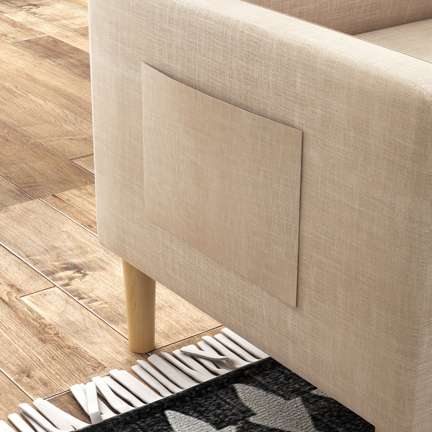 Modern Armchair, Comfy Fireside Chair, Upholstered Accent Chair for Living Room, Bedroom, Home Office, Beige