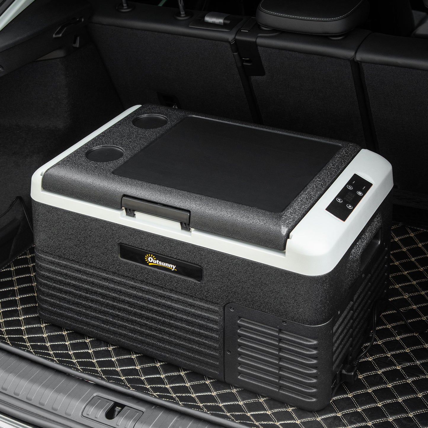 Outsunny 30L Car Refrigerator, Portable Compressor Car Fridge Freezer, Electric Cooler Box with 12/24V DC and 110-240V AC for Camping, Driving, Picnic, Down to -20