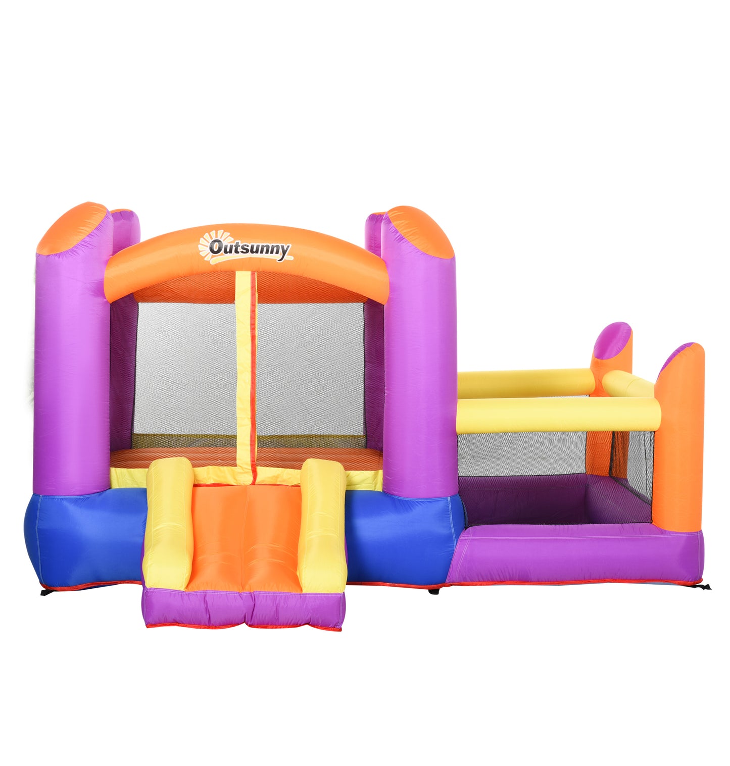 Kids Bounce Castle House Inflatable Trampoline Slide Water Pool 3 in 1 with Inflator for Kids Age 3-12 Multi-color 3 x 2.8 x 1.7m