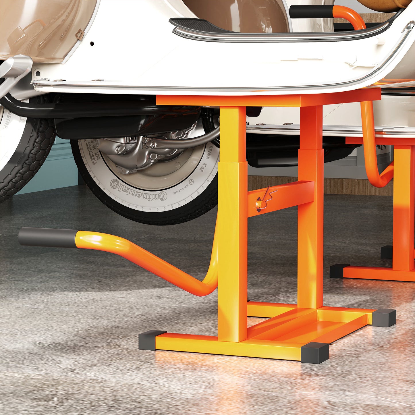 150KG Steel Motorbike Manual Jack Lift Rubber Platform Crank Lift