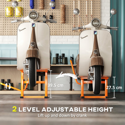 150KG Steel Motorbike Manual Jack Lift Rubber Platform Crank Lift