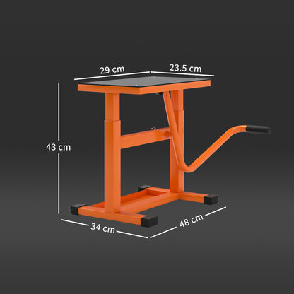 150KG Steel Motorbike Manual Jack Lift Rubber Platform Crank Lift