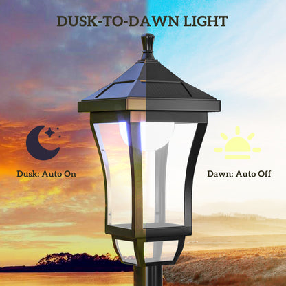 1.3 m Garden Lamp Post Light, LED Outdoor Solar Post Lights, Waterproof IP44 for Patio, Garden, Pathway, Cool White