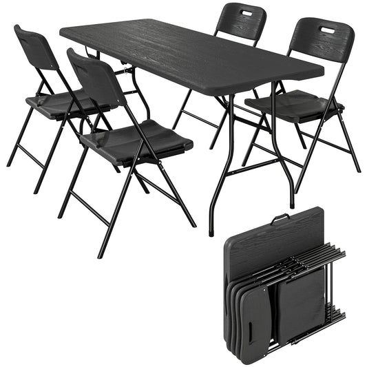 5 Piece 6ft Foldable Table and Chairs, Portable Picnic Table Set