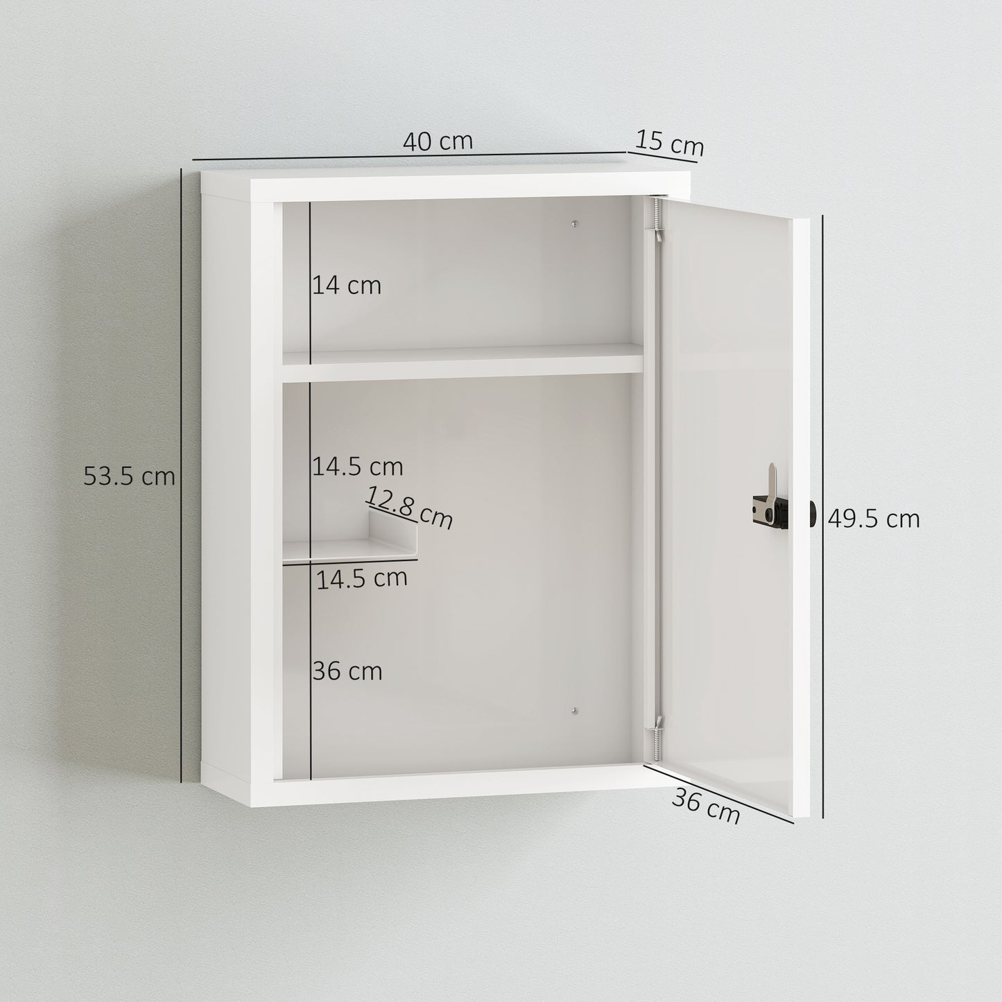 Wall Mount Medicine Cabinet with Combination Lock, White