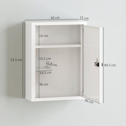 Wall Mount Medicine Cabinet with Combination Lock, White
