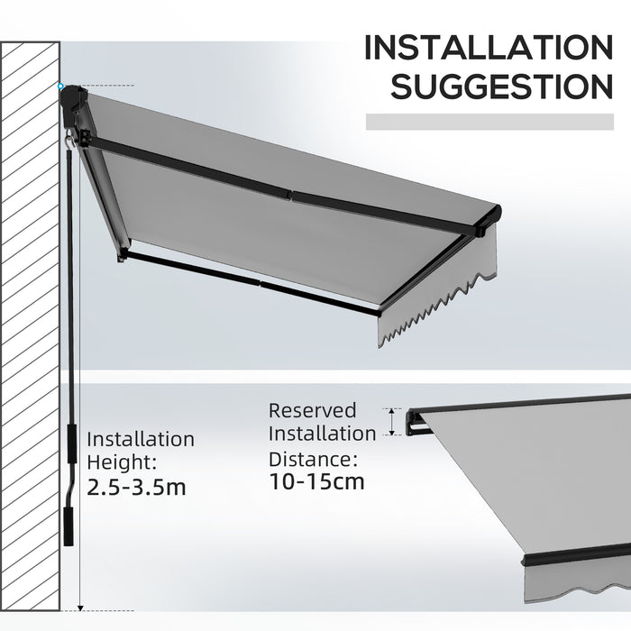 3.5 x 2.5m Aluminium Frame Electric Awning, Retractable Awning Sun Canopies for Patio Door Window, Grey