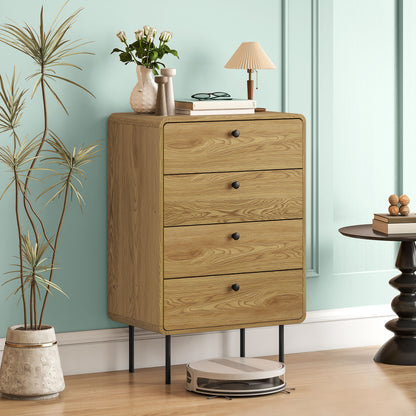 Chest of Drawers with 4 Drawers, Modern Dresser for Bedroom, Oak
