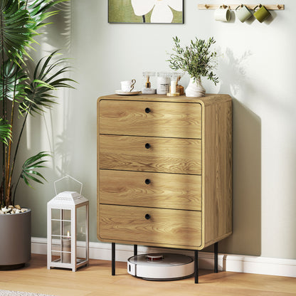 Chest of Drawers with 4 Drawers, Modern Dresser for Bedroom, Oak