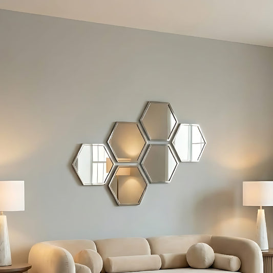 Alveare Brushed Chrome Wall Mirror