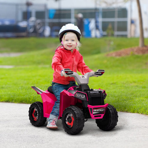 6V Quad Bike with Wear-Resistant Wheels, Forward Backward Function, for Ages 18-36 Months, Pink