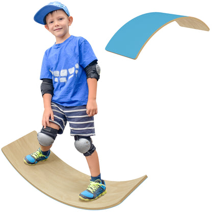 Wooden Balance Board for Kids, Wobble Board with Felt, Blue