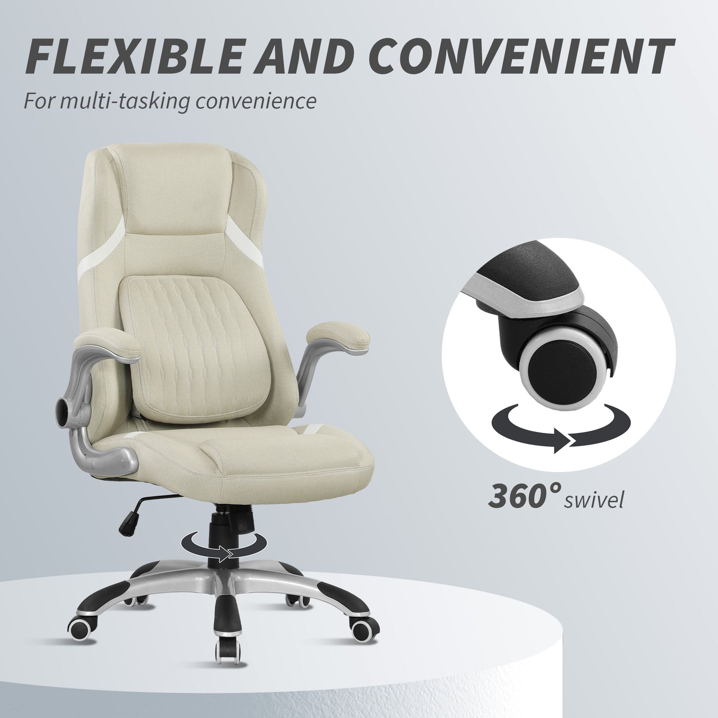 Vinsetto Fabric Office Desk Chair w/ Adjustable Height Tilt Function Beige