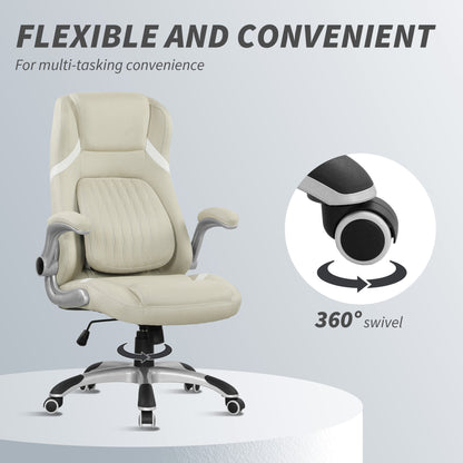 Vinsetto Fabric Office Desk Chair w/ Adjustable Height Tilt Function Beige