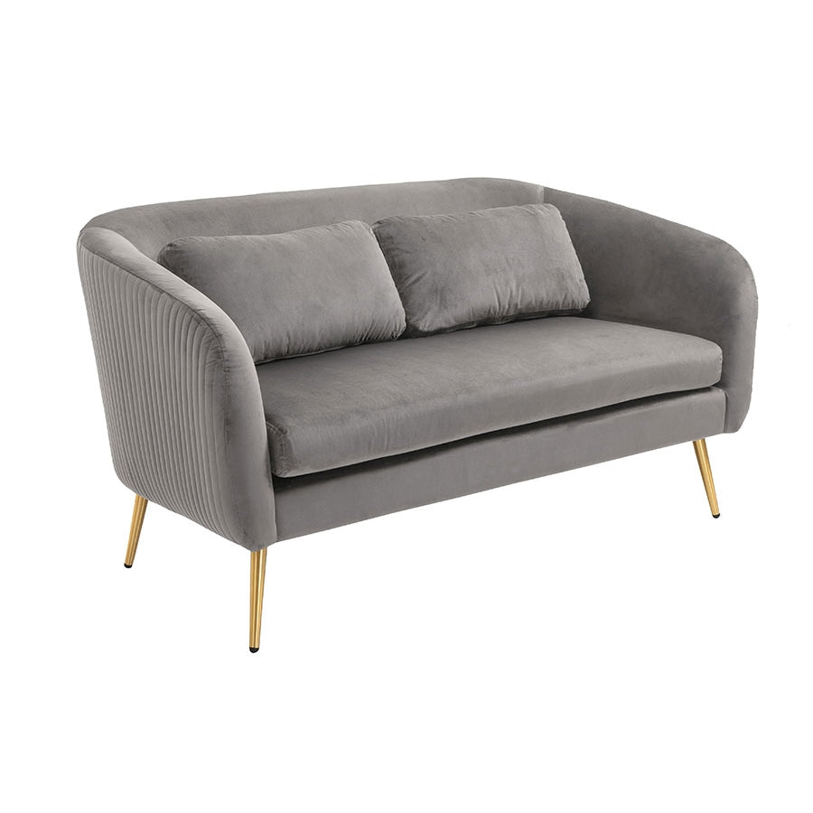 Roanna Two Seat Sofa - Dove Grey - Silver + Brass Legs